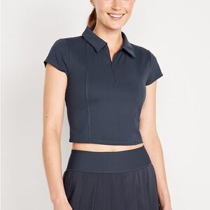 Old Navy Dark Blue Cropped Polo Top